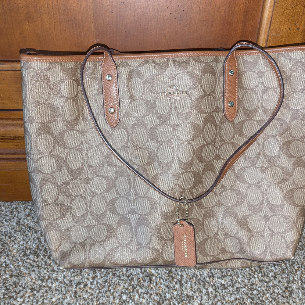Coach Tan and Brown Signature Tote